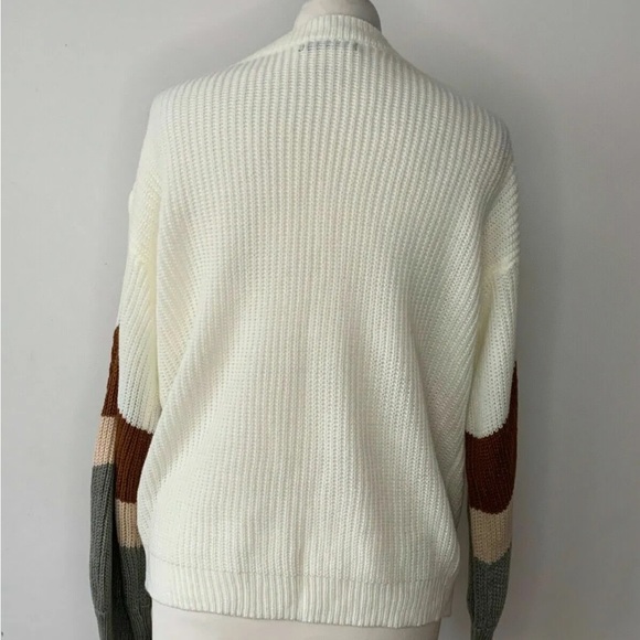 SHEIN Knit Sweater Striped Arms Size S 8 / 10 V-Neck Preppy Jumper - Picture 4 of 6
